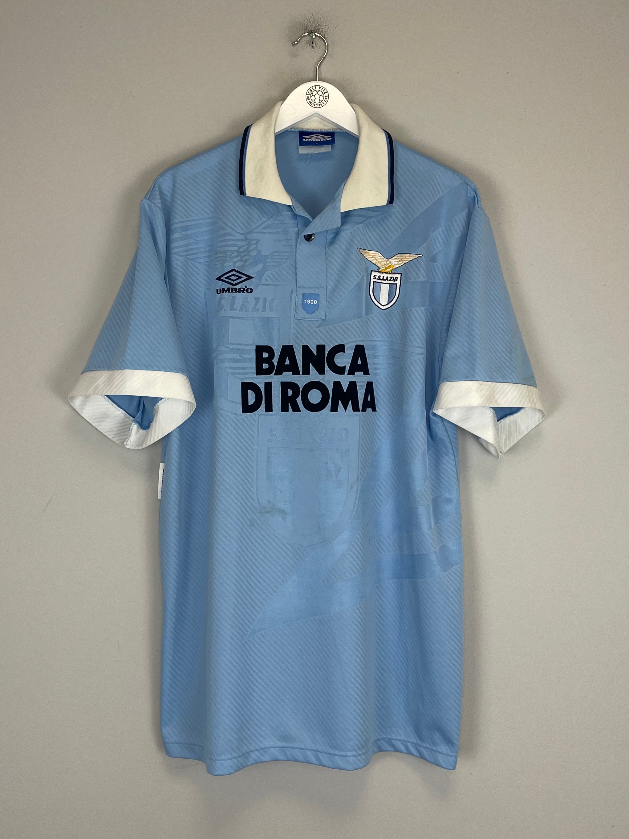 Shop 1993/95 LAZIO #4 *MATCH ISSUE* HOME SHIRT (XL) UMBRO, classic football shirts, vintage football shirts & retro soccer jerseys at Cult Kits