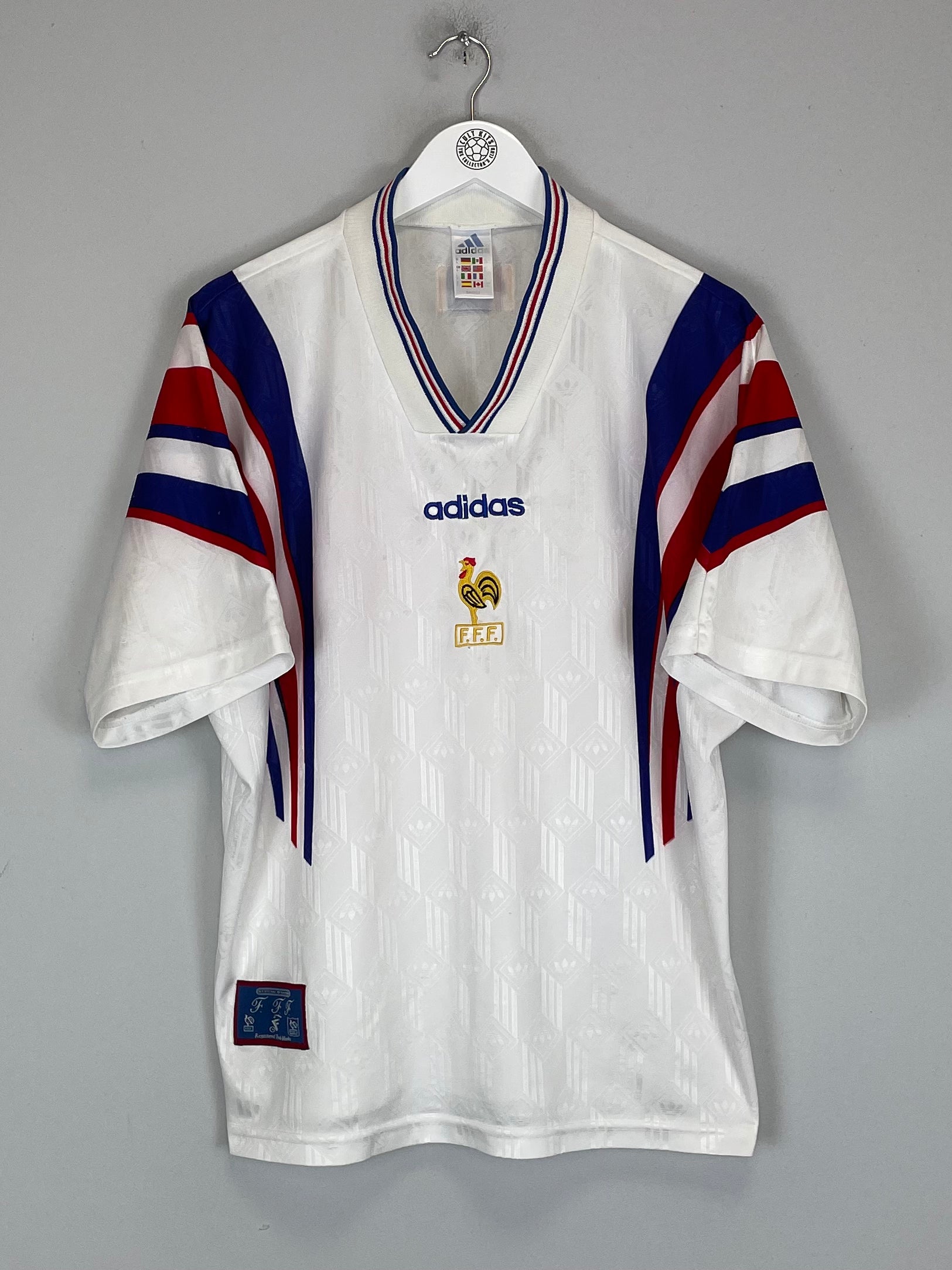 Shop 1996/98 FRANCE AWAY SHIRT (L) ADIDAS, classic football shirts, vintage football shirts & retro soccer jerseys at Cult Kits