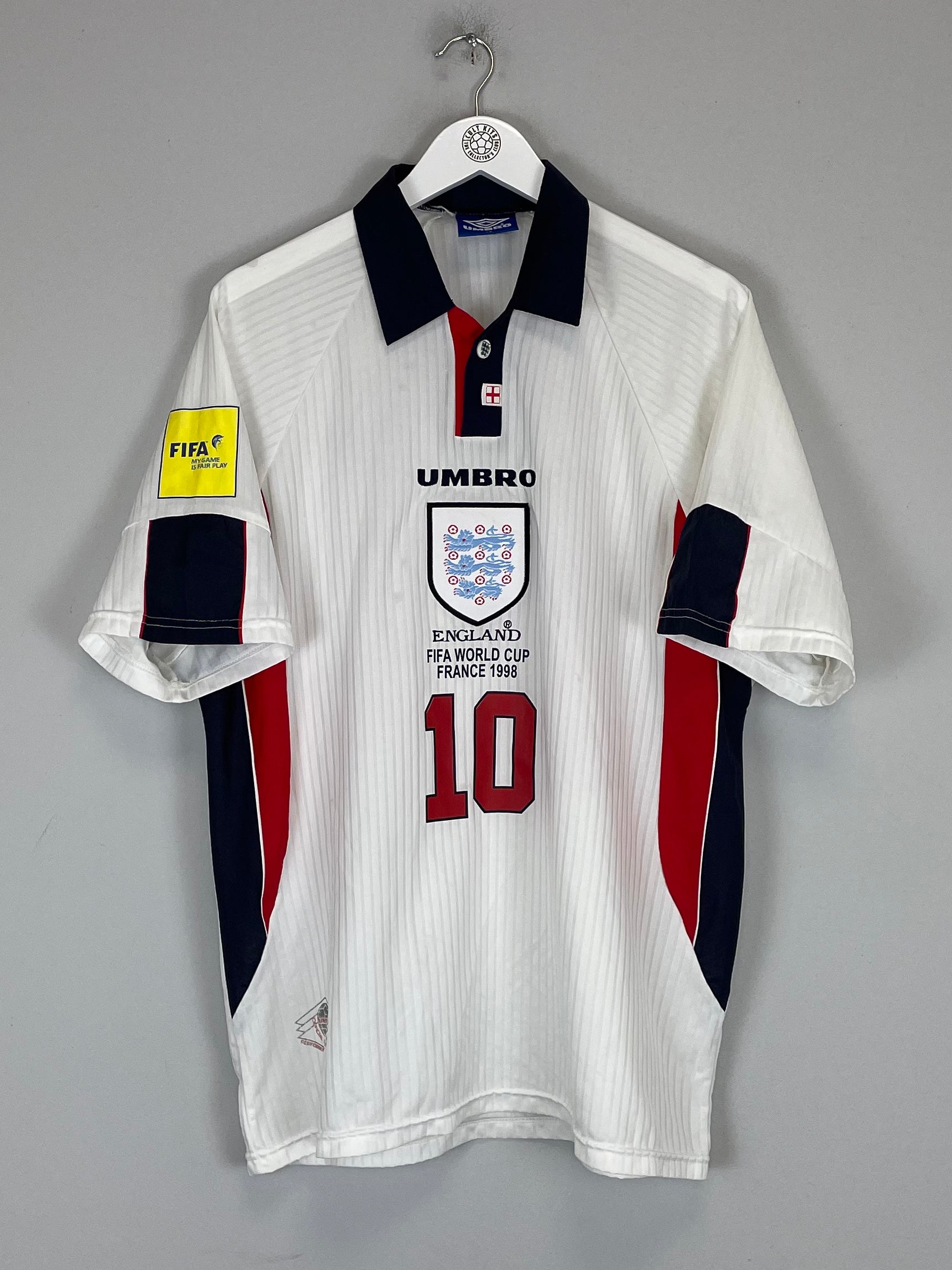 Shop 1997/99 ENGLAND SHERINGHAM #10 HOME SHIRT (XL) UMBRO, classic football shirts, vintage football shirts & retro soccer jerseys at Cult Kits