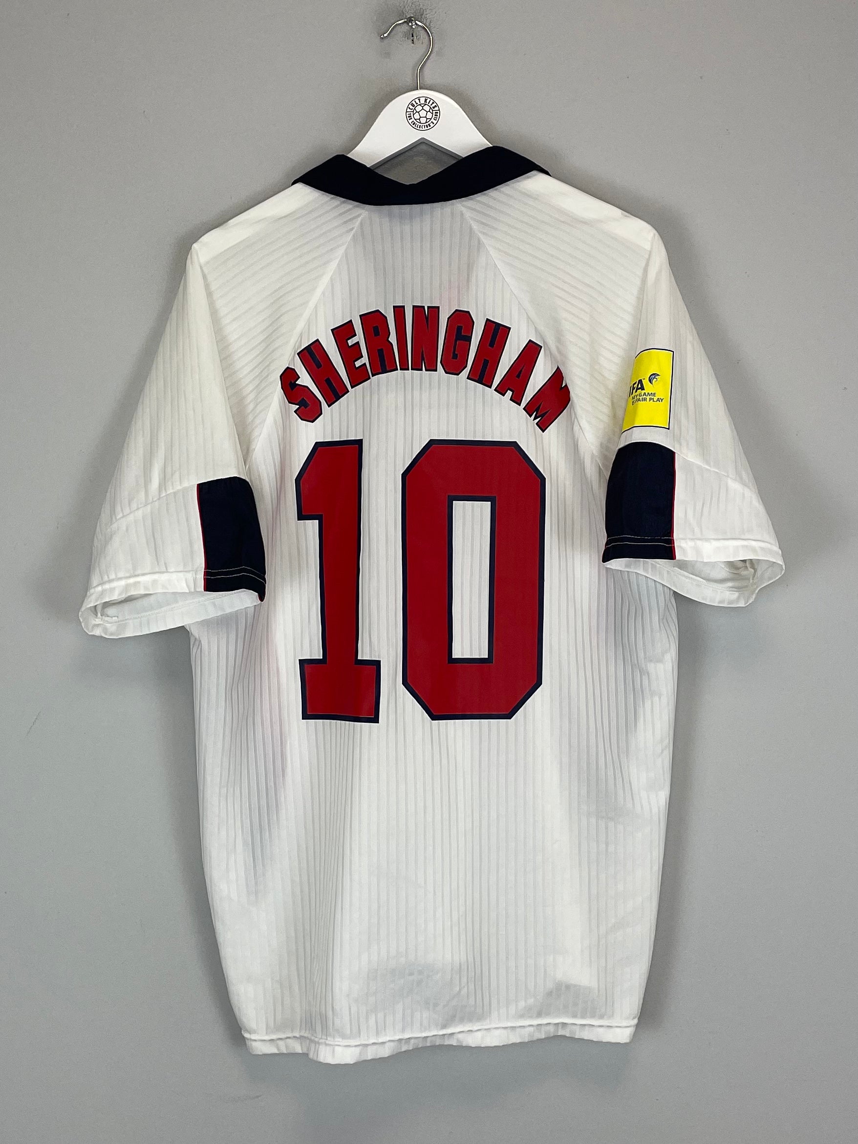 Shop 1997/99 ENGLAND SHERINGHAM #10 HOME SHIRT (XL) UMBRO, classic football shirts, vintage football shirts & retro soccer jerseys at Cult Kits