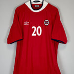 Shop 2000/02 NORWAY SOLSKJAER #20 HOME SHIRT (XXL) UMBRO, classic football shirts, vintage football shirts & retro soccer jerseys at Cult Kits