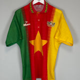 Shop 1994/95 CAMEROON HOME SHIRT (L) MITRE, classic football shirts, vintage football shirts & retro soccer jerseys at Cult Kits