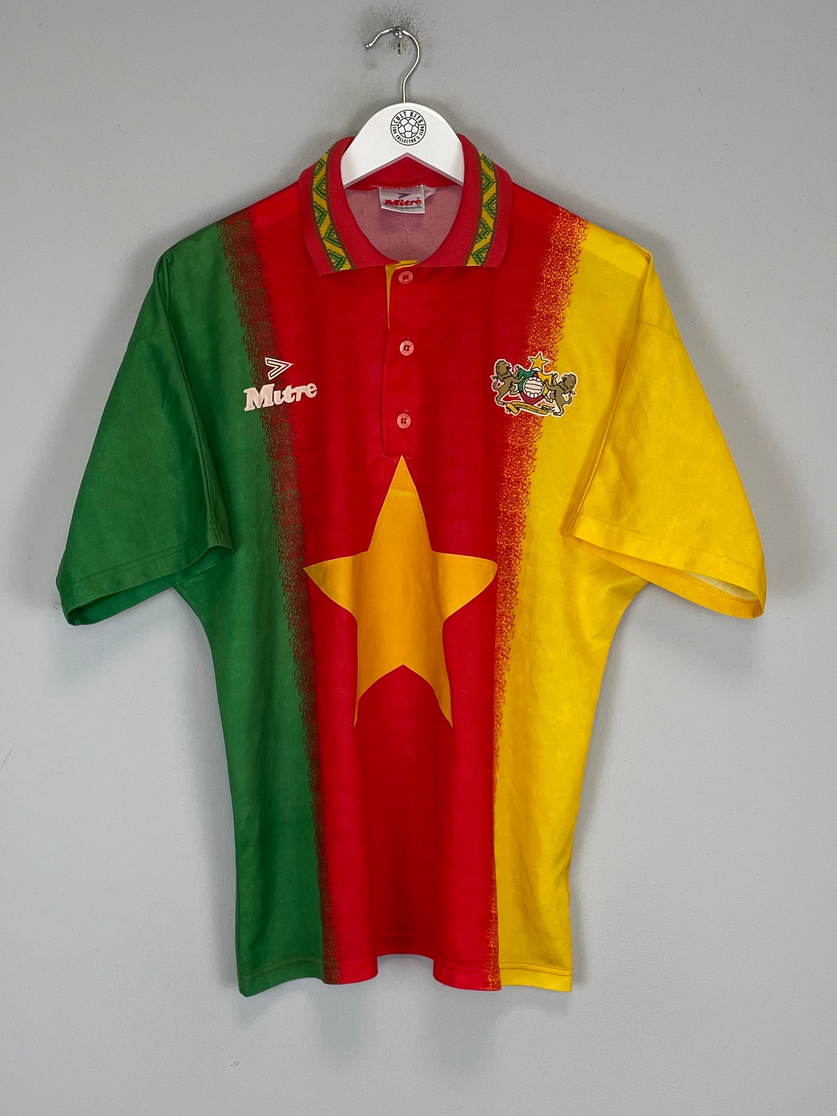 Shop 1994/95 CAMEROON HOME SHIRT (L) MITRE, classic football shirts, vintage football shirts & retro soccer jerseys at Cult Kits