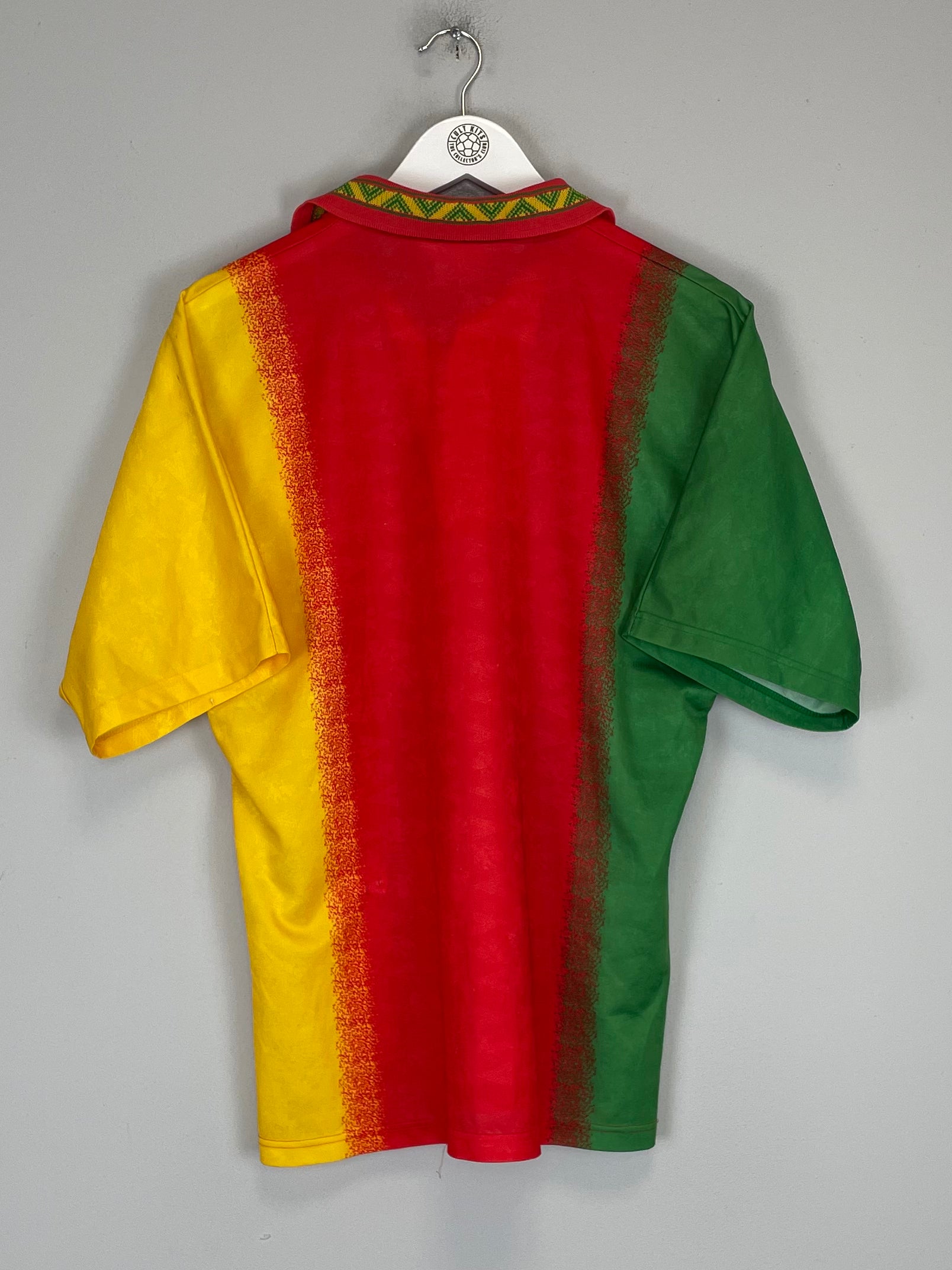 Shop 1994/95 CAMEROON HOME SHIRT (L) MITRE, classic football shirts, vintage football shirts & retro soccer jerseys at Cult Kits