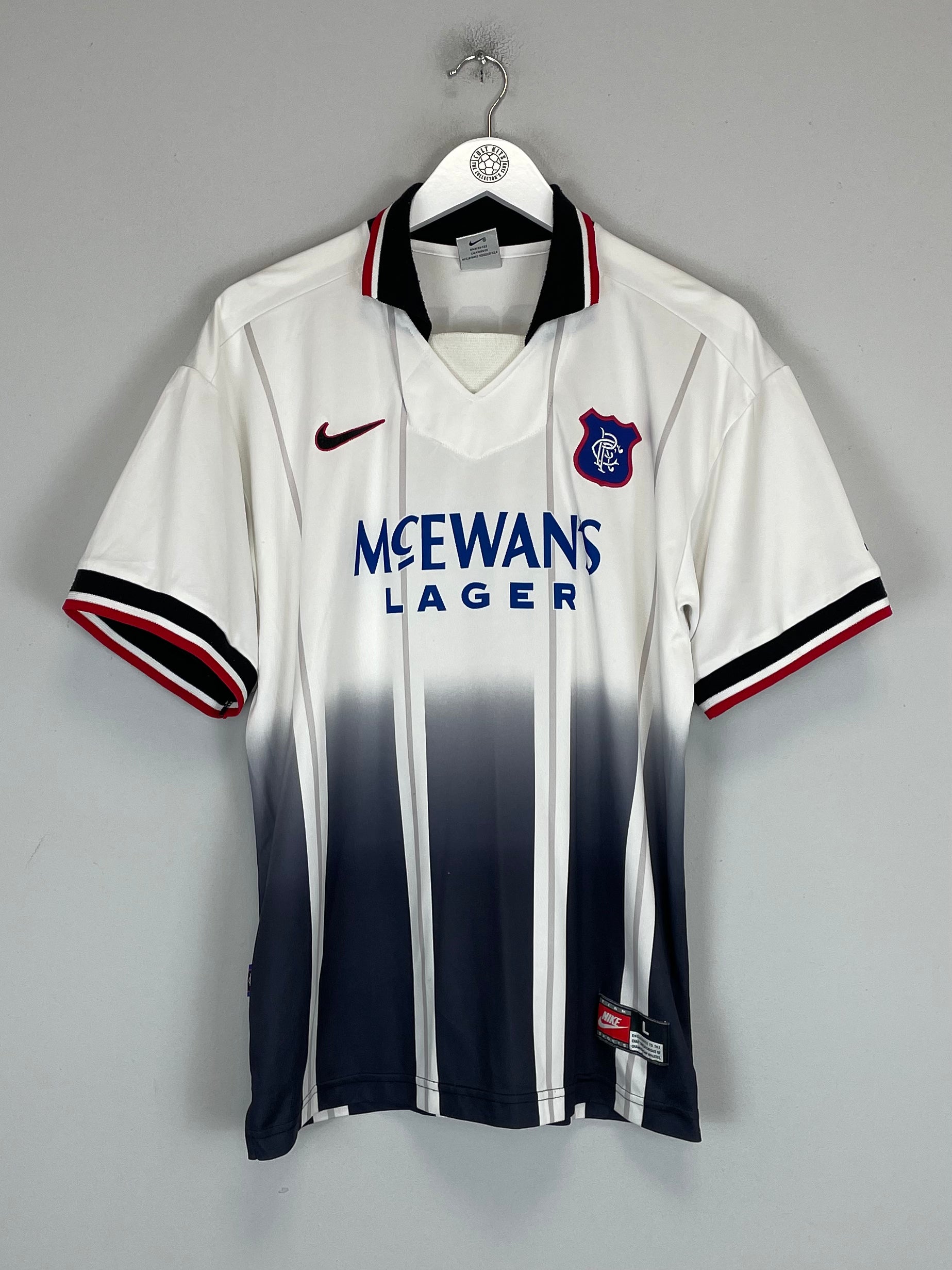 Shop 1997/99 RANGERS MCCOIST #9 AWAY SHIRT (L) NIKE, classic football shirts, vintage football shirts & retro soccer jerseys at Cult Kits