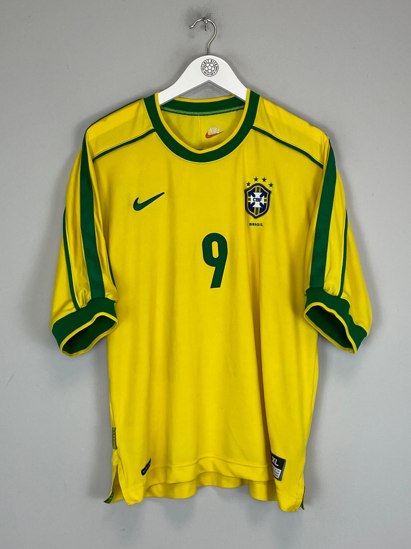 Shop 1998/00 BRAZIL RONALDO #9 HOME SHIRT (XL) NIKE, classic football shirts, vintage football shirts & retro soccer jerseys at Cult Kits
