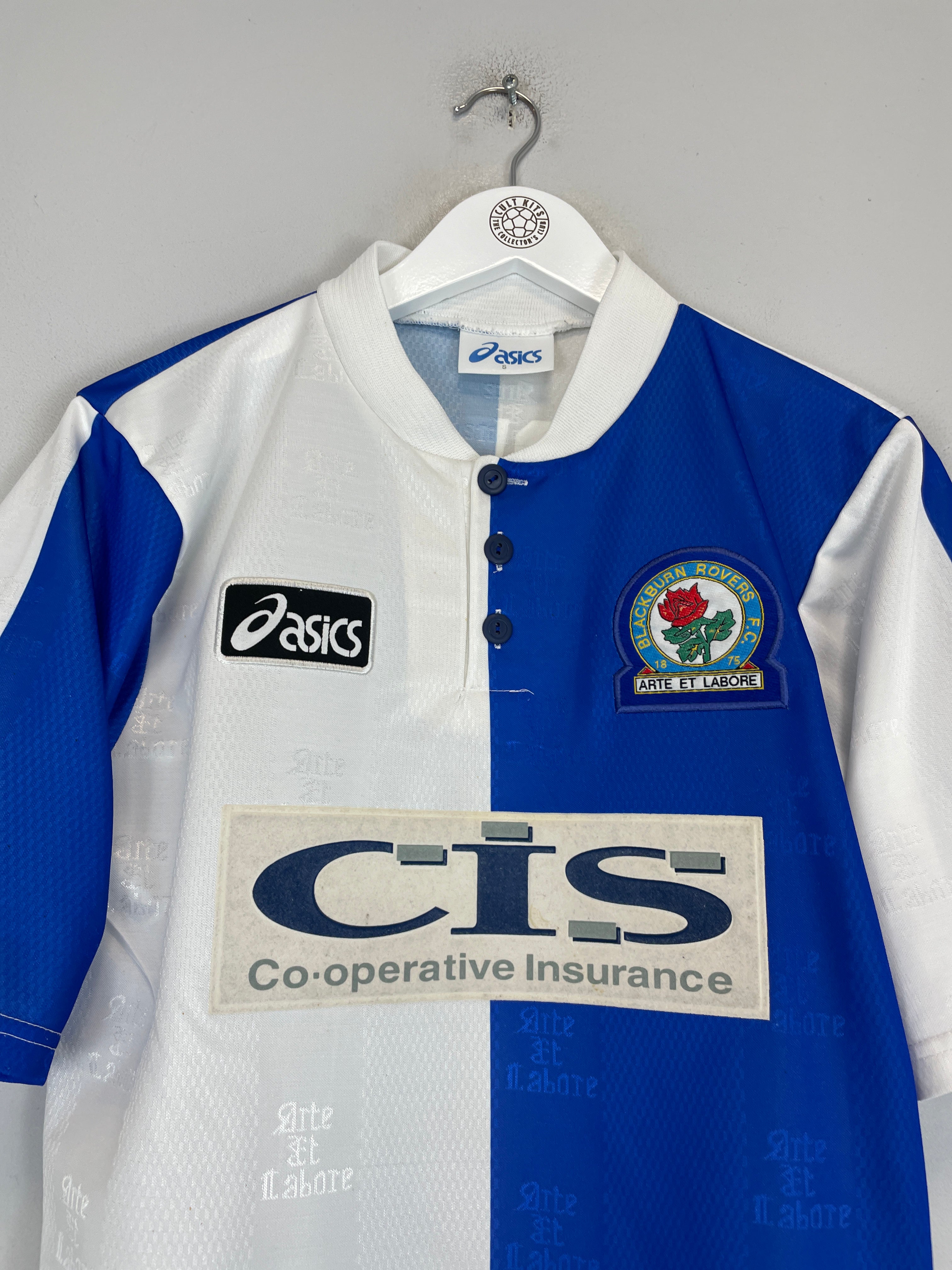 Shop 1996/98 BLACKBURN ROVERS SHERWOOD #4 HOME SHIRT (S) ASICS, classic football shirts, vintage football shirts & retro soccer jerseys at Cult Kits