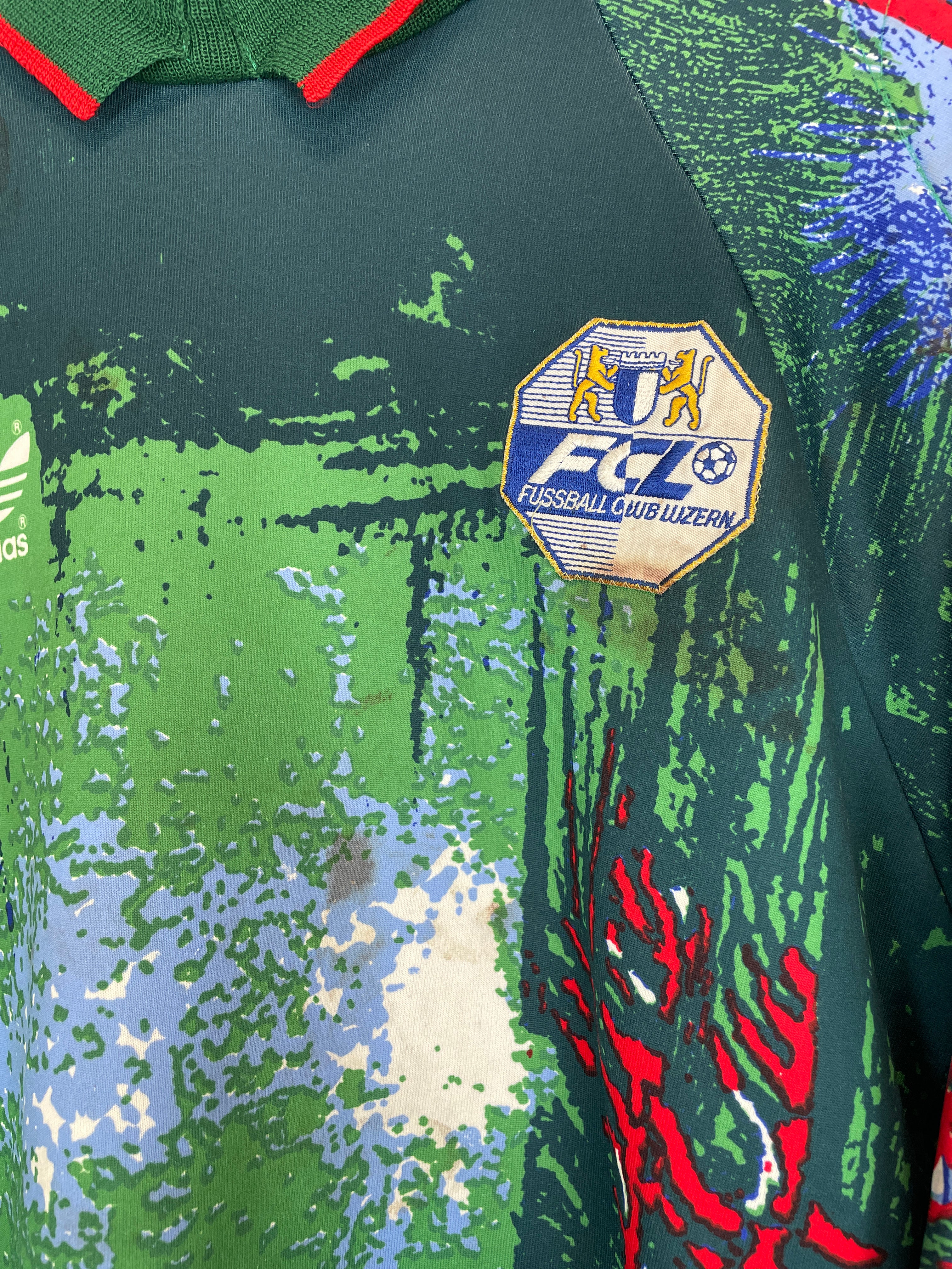 Shop 1992/93 FC LUZERN #1 *MATCH WORN* GK SHIRT (M) ADIDAS, classic football shirts, vintage football shirts & retro soccer jerseys at Cult Kits