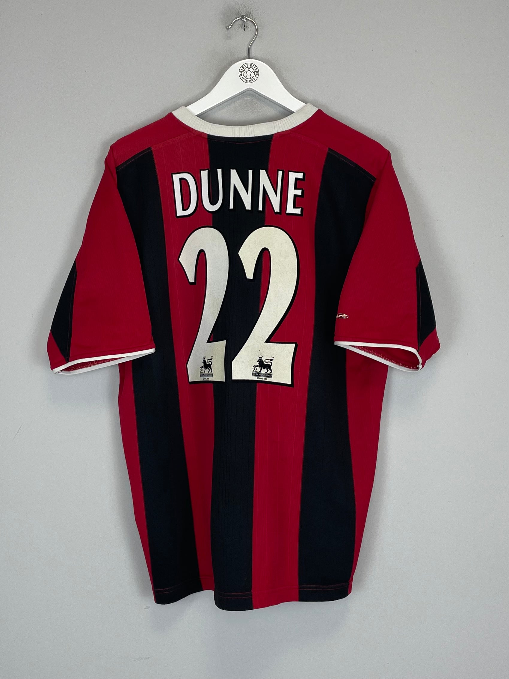 Shop 2003/04 MANCHESTER CITY DUNNE #22 AWAY SHIRT (XL) REEBOK, classic football shirts, vintage football shirts & retro soccer jerseys at Cult Kits