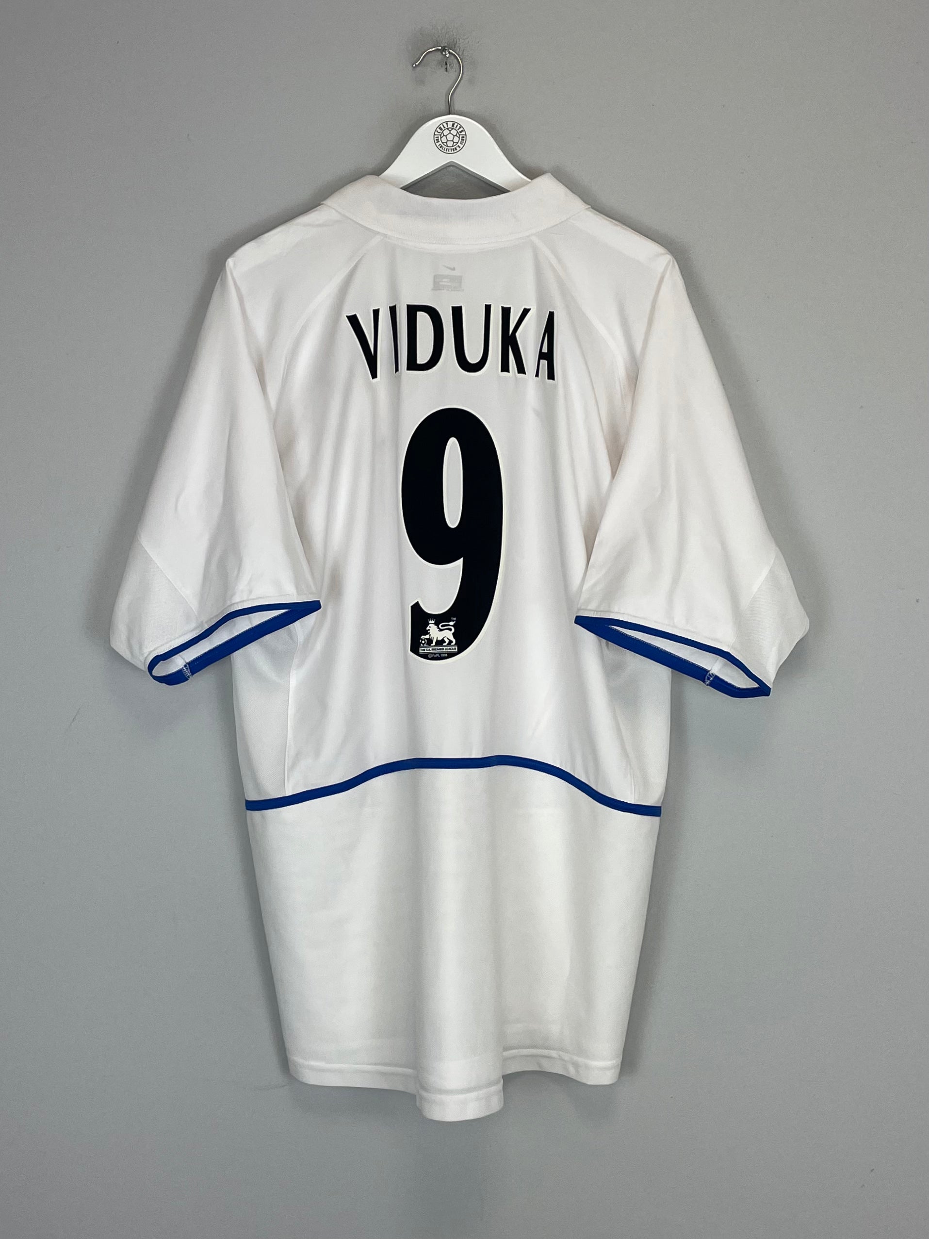 Shop 2002/03 LEEDS UNITED VIDUKA #9 HOME SHIRT (XXL) NIKE, classic football shirts, vintage football shirts & retro soccer jerseys at Cult Kits
