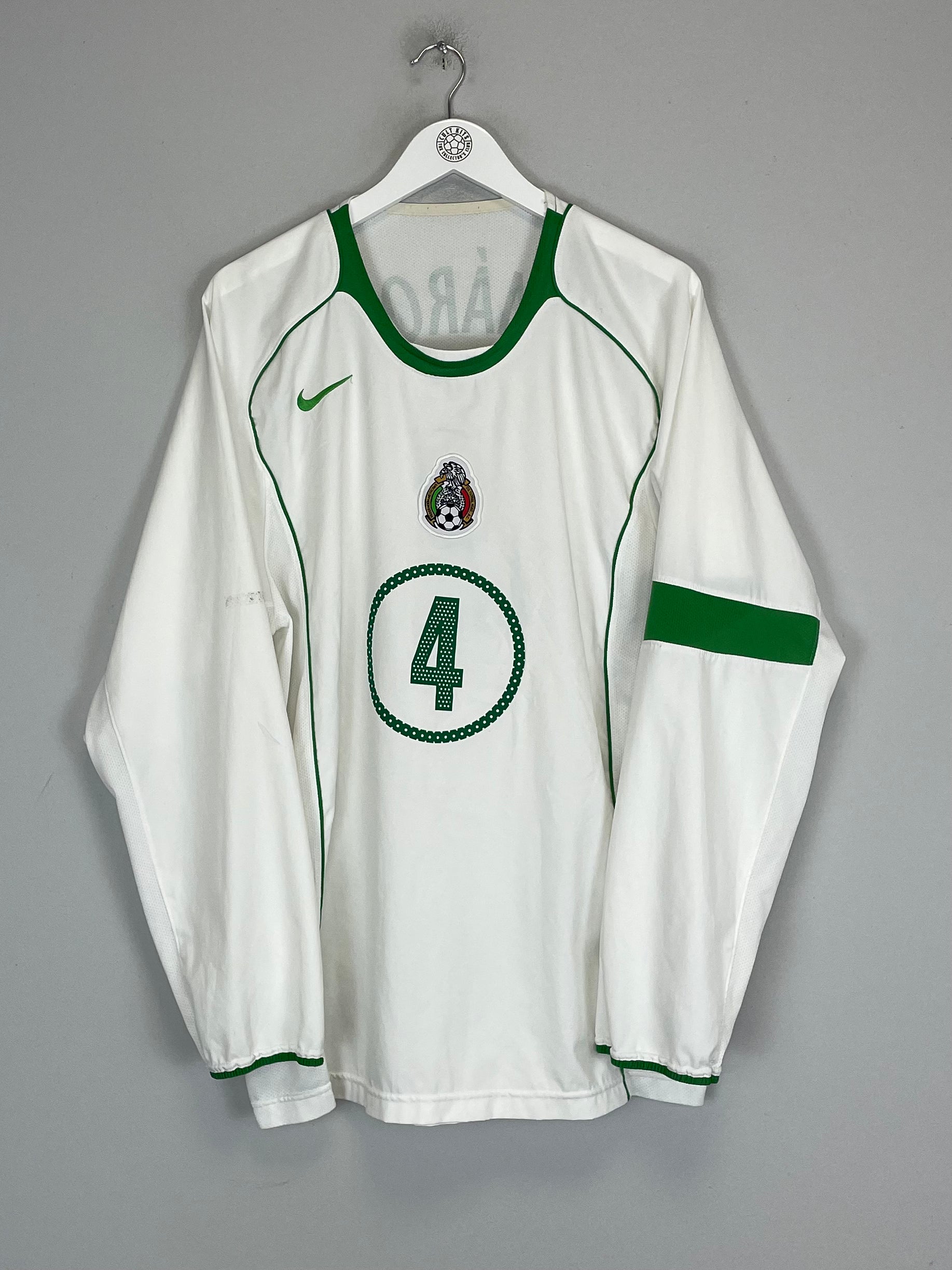Shop 2005/06 MEXICO R.MARQUEZ #4 L/S AWAY SHIRT (L) NIKE, classic football shirts, vintage football shirts & retro soccer jerseys at Cult Kits