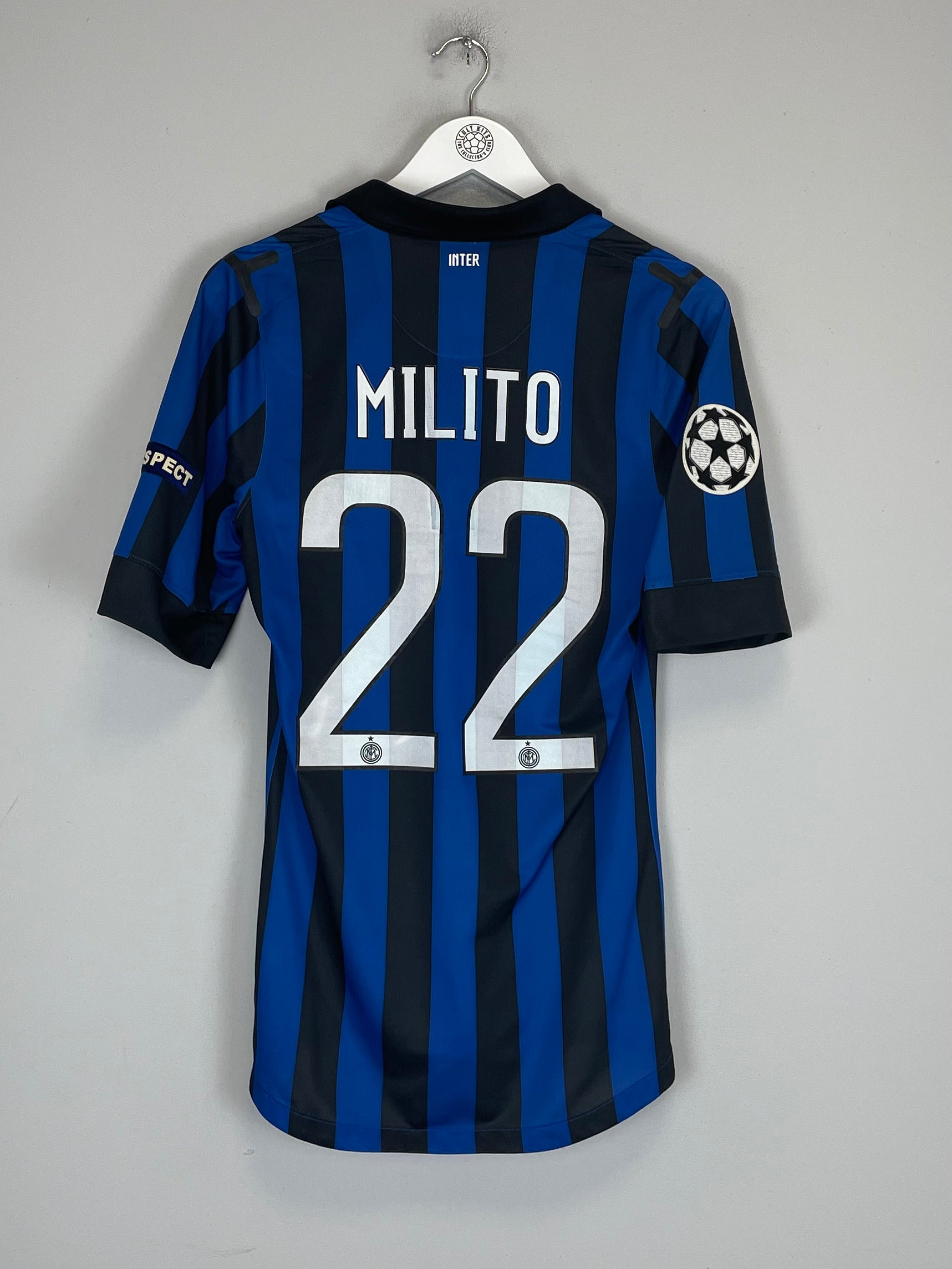 Shop 2011/12 INTER MILAN MILITO #22 *AUTHENTIC* HOME SHIRT C/L (S) NIKE, classic football shirts, vintage football shirts & retro soccer jerseys at Cult Kits