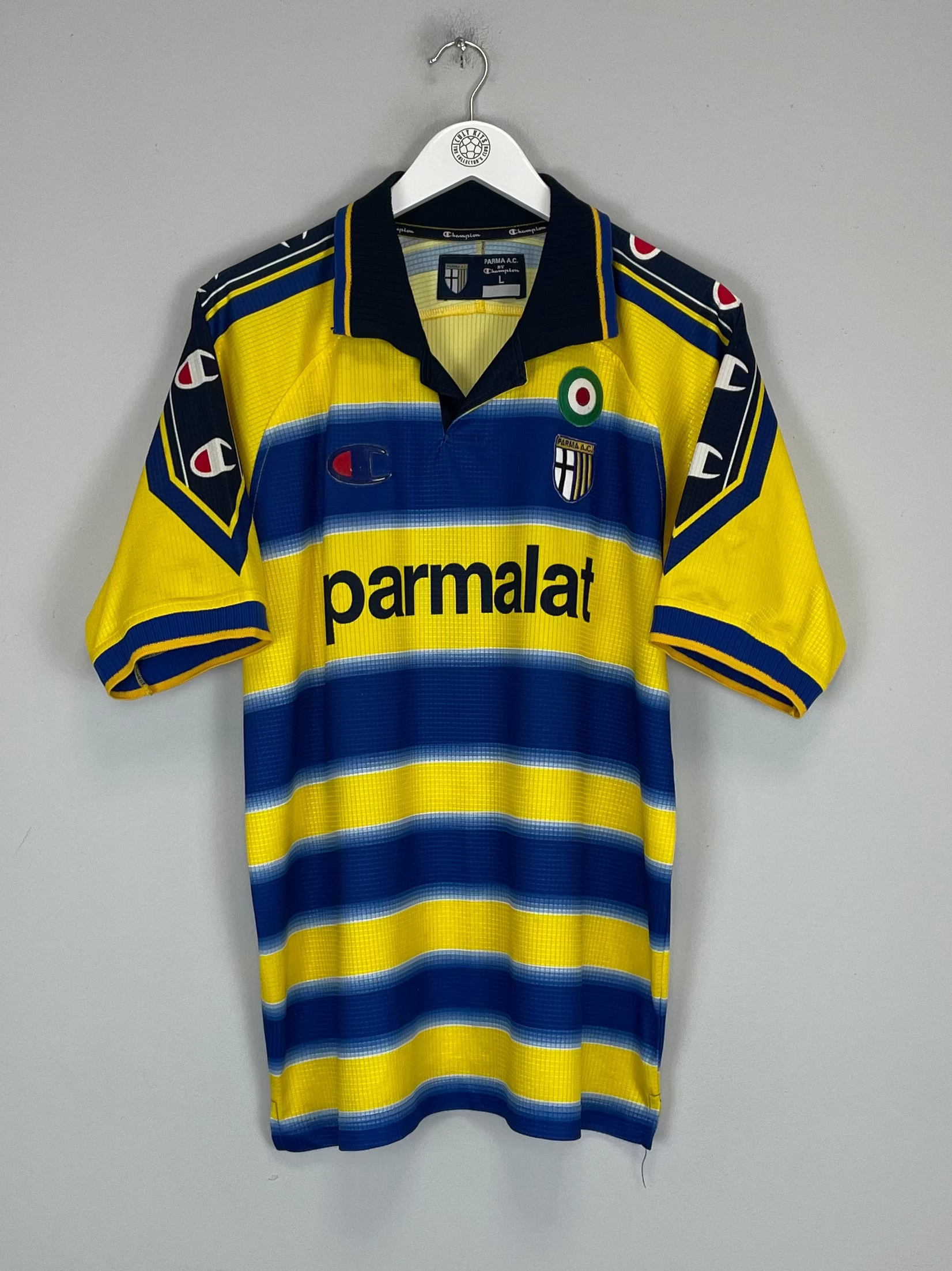 Shop 1999/00 PARMA HOME SHIRT (L) CHAMPION, classic football shirts, vintage football shirts & retro soccer jerseys at Cult Kits