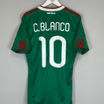Shop 2010 MEXICO C.BLANCO #10 (FRANCE v MEXICO) HOME SHIRT (M) ADIDAS, classic football shirts, vintage football shirts & retro soccer jerseys at Cult Kits