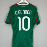 Shop 2010 MEXICO C.BLANCO #10 (FRANCE v MEXICO) HOME SHIRT (M) ADIDAS, classic football shirts, vintage football shirts & retro soccer jerseys at Cult Kits