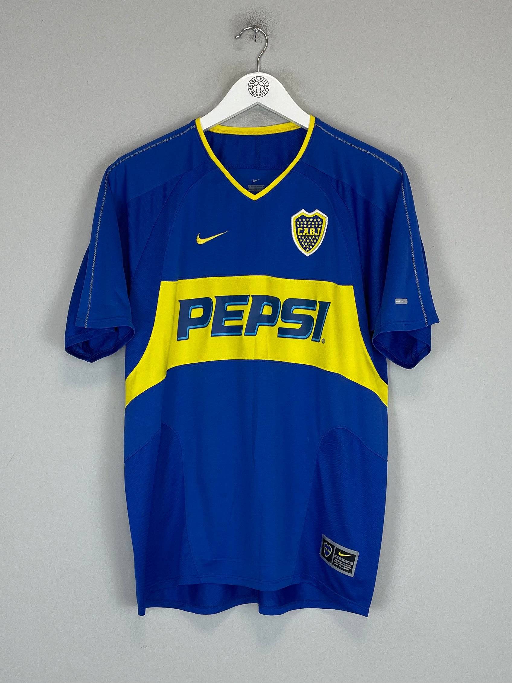Shop 2003/04 BOCA JUNIORS HOME SHIRT (M) NIKE, classic football shirts, vintage football shirts & retro soccer jerseys at Cult Kits