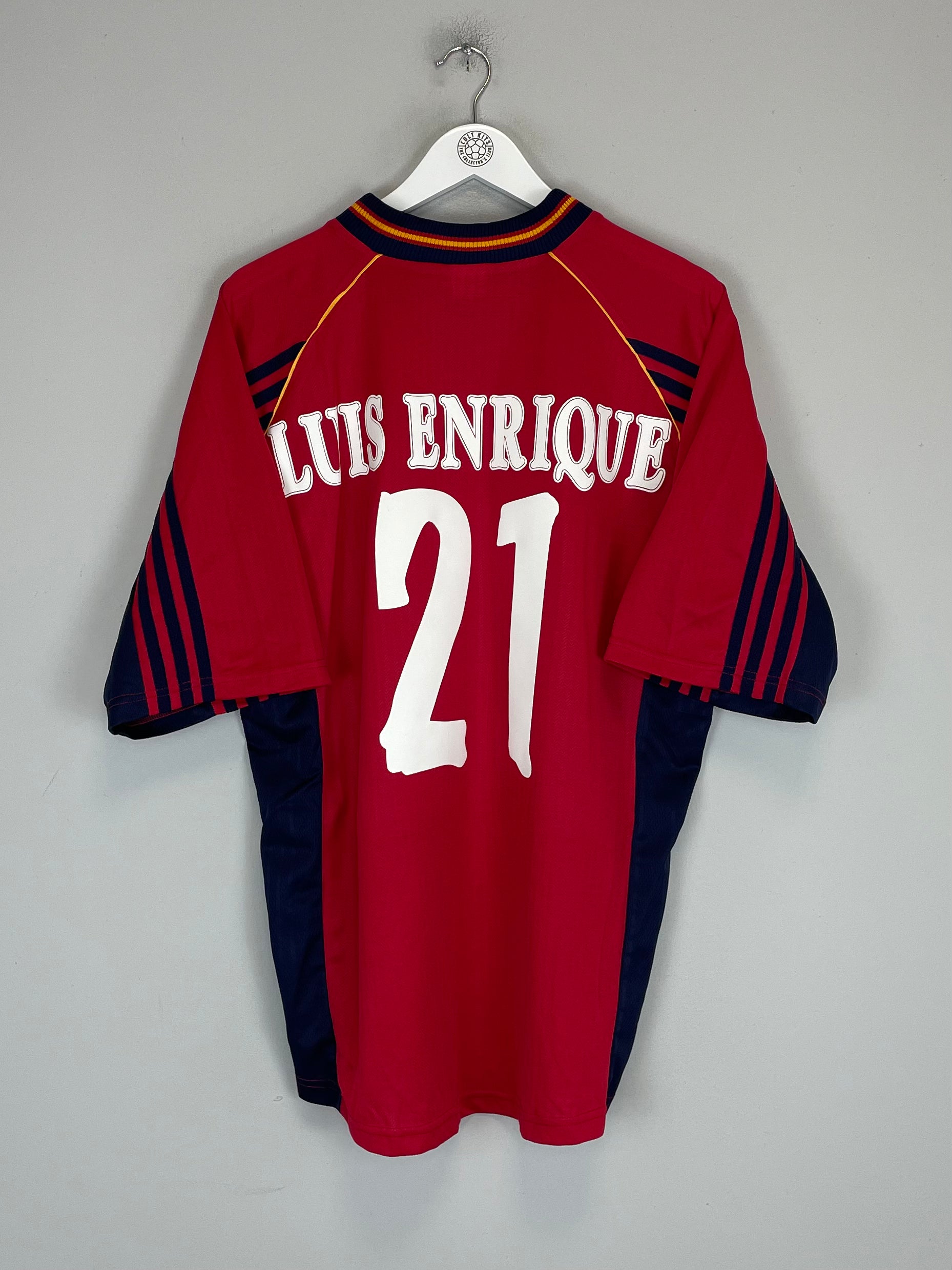 Shop 1998/99 SPAIN LUIS ENRIQUE #21 HOME SHIRT (L) ADIDAS, classic football shirts, vintage football shirts & retro soccer jerseys at Cult Kits