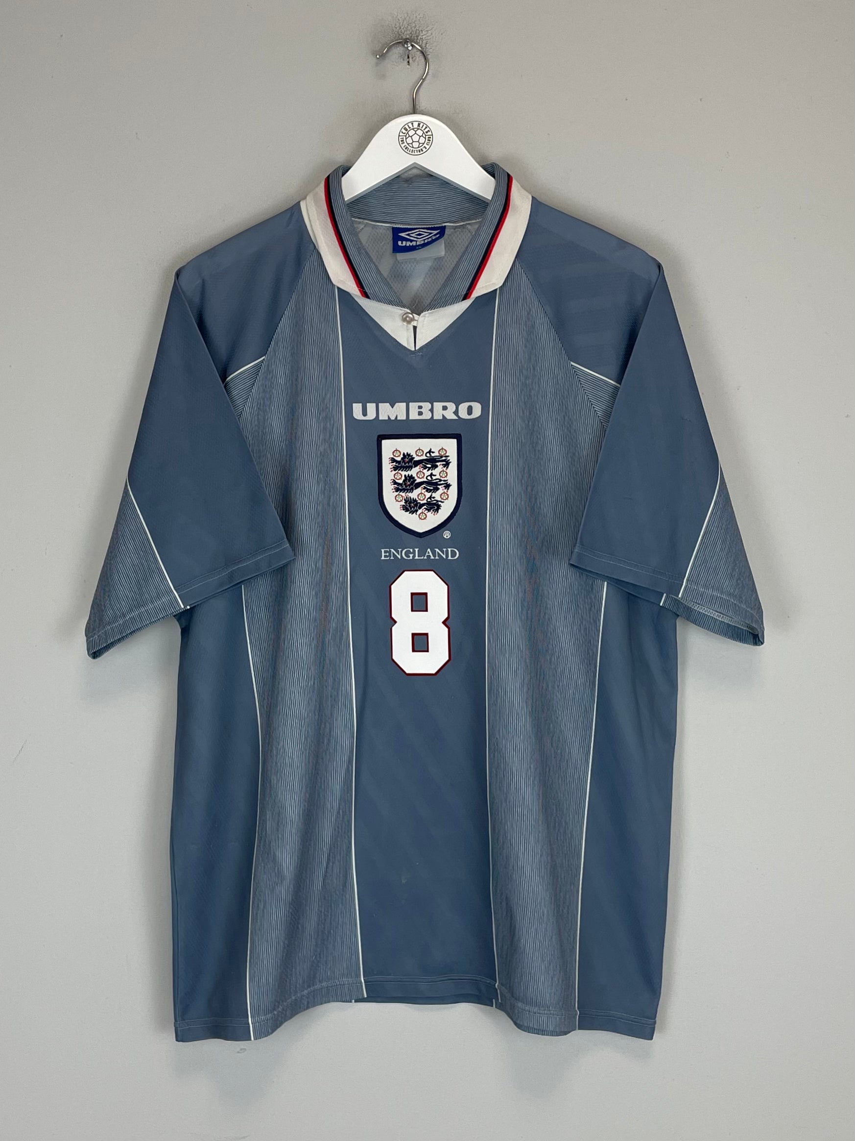 Shop 1996/97 ENGLAND GASCOIGNE #8 AWAY SHIRT (XL) UMBRO, classic football shirts, vintage football shirts & retro soccer jerseys at Cult Kits