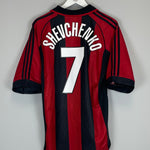 Shop 1998/99 AC MILAN SHEVCHENKO #7 HOME SHIRT (M) ADIDAS, classic football shirts, vintage football shirts & retro soccer jerseys at Cult Kits