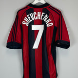 Shop 1998/99 AC MILAN SHEVCHENKO #7 HOME SHIRT (M) ADIDAS, classic football shirts, vintage football shirts & retro soccer jerseys at Cult Kits