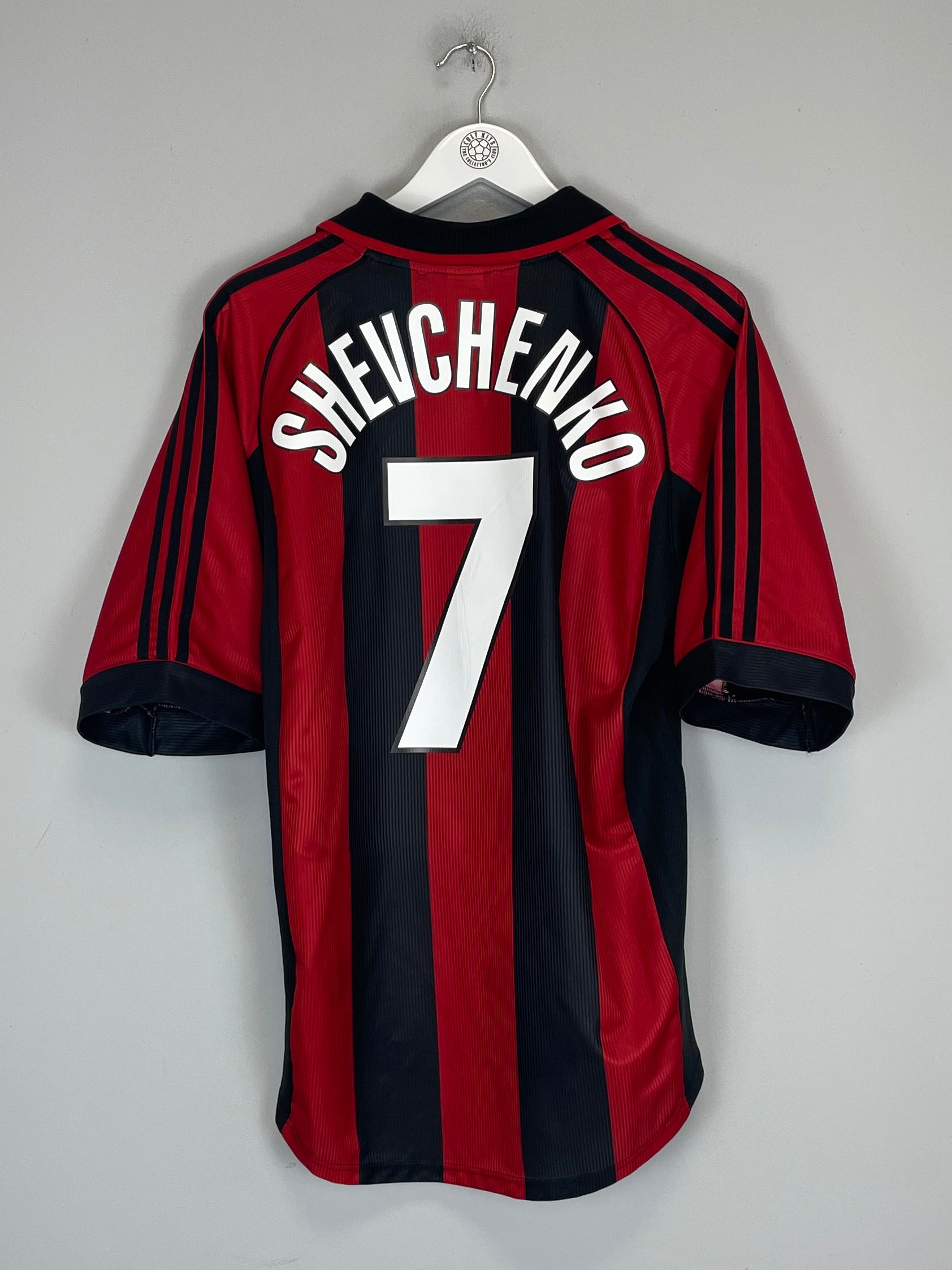 Shop 1998/99 AC MILAN SHEVCHENKO #7 HOME SHIRT (M) ADIDAS, classic football shirts, vintage football shirts & retro soccer jerseys at Cult Kits