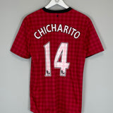 Shop 2012/13 MANCHESTER UNITED CHICHARITO #14 HOME SHIRT (M) NIKE, classic football shirts, vintage football shirts & retro soccer jerseys at Cult Kits