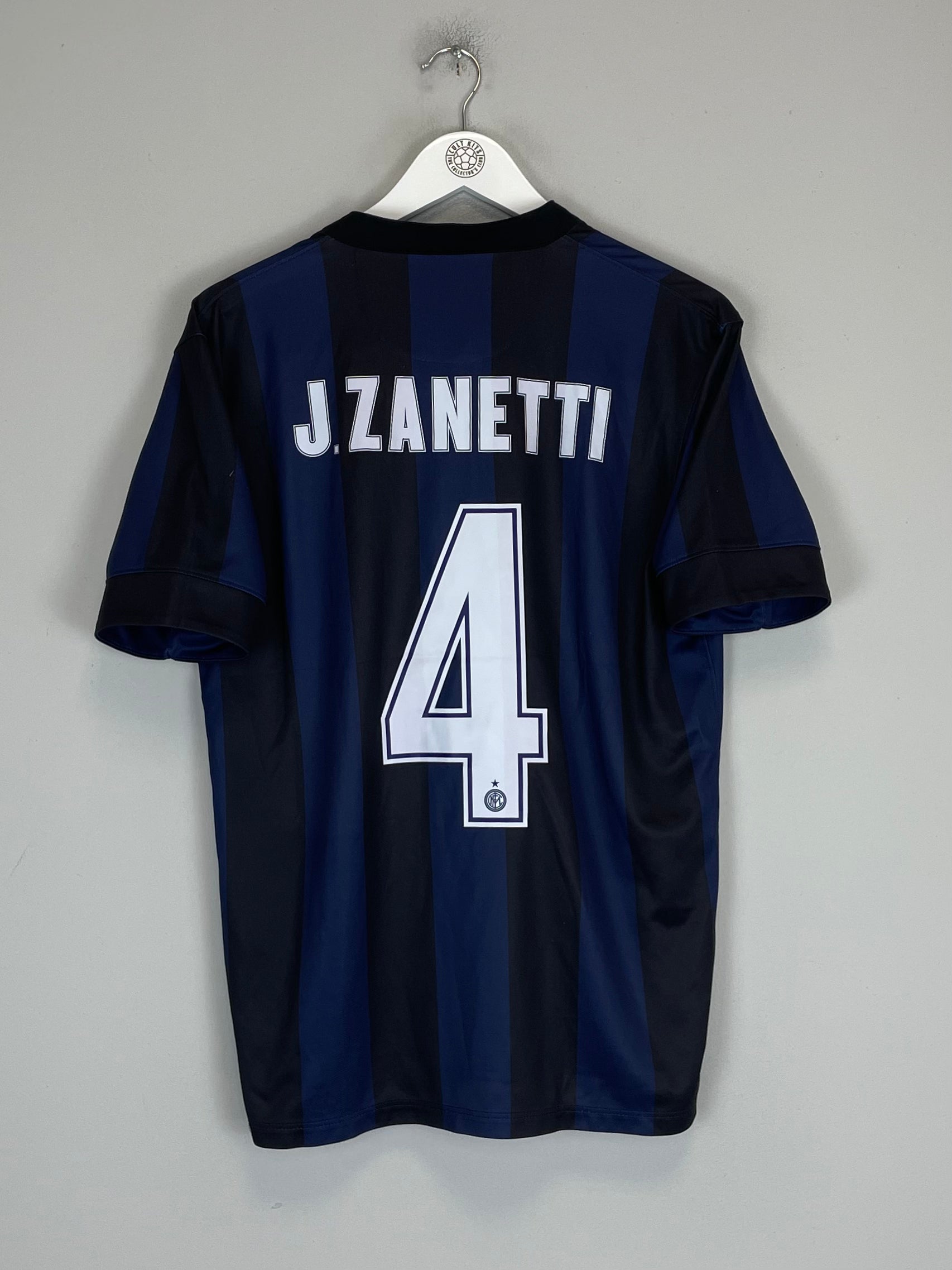 Shop 2013/14 INTER MILAN J.ZANETTI #4 HOME SHIRT (M) NIKE, classic football shirts, vintage football shirts & retro soccer jerseys at Cult Kits