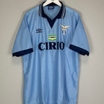 Shop 1996/97 LAZIO *MINT* HOME SHIRT (XL) UMBRO, classic football shirts, vintage football shirts & retro soccer jerseys at Cult Kits