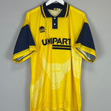 Shop 1994/96 OXFORD UNITED *MINT* HOME SHIRT (XL) MANOR LEISURE, classic football shirts, vintage football shirts & retro soccer jerseys at Cult Kits