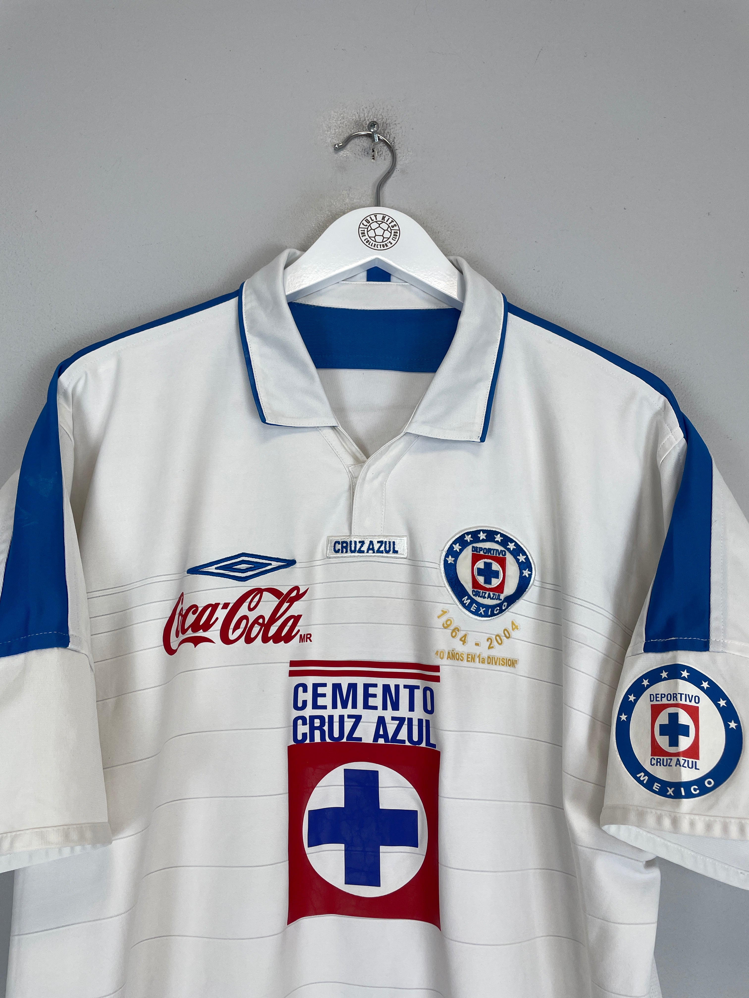 Shop 2003/04 CRUZ AZUL DELGADO #16 AWAY SHIRT (L) UMBRO, classic football shirts, vintage football shirts & retro soccer jerseys at Cult Kits