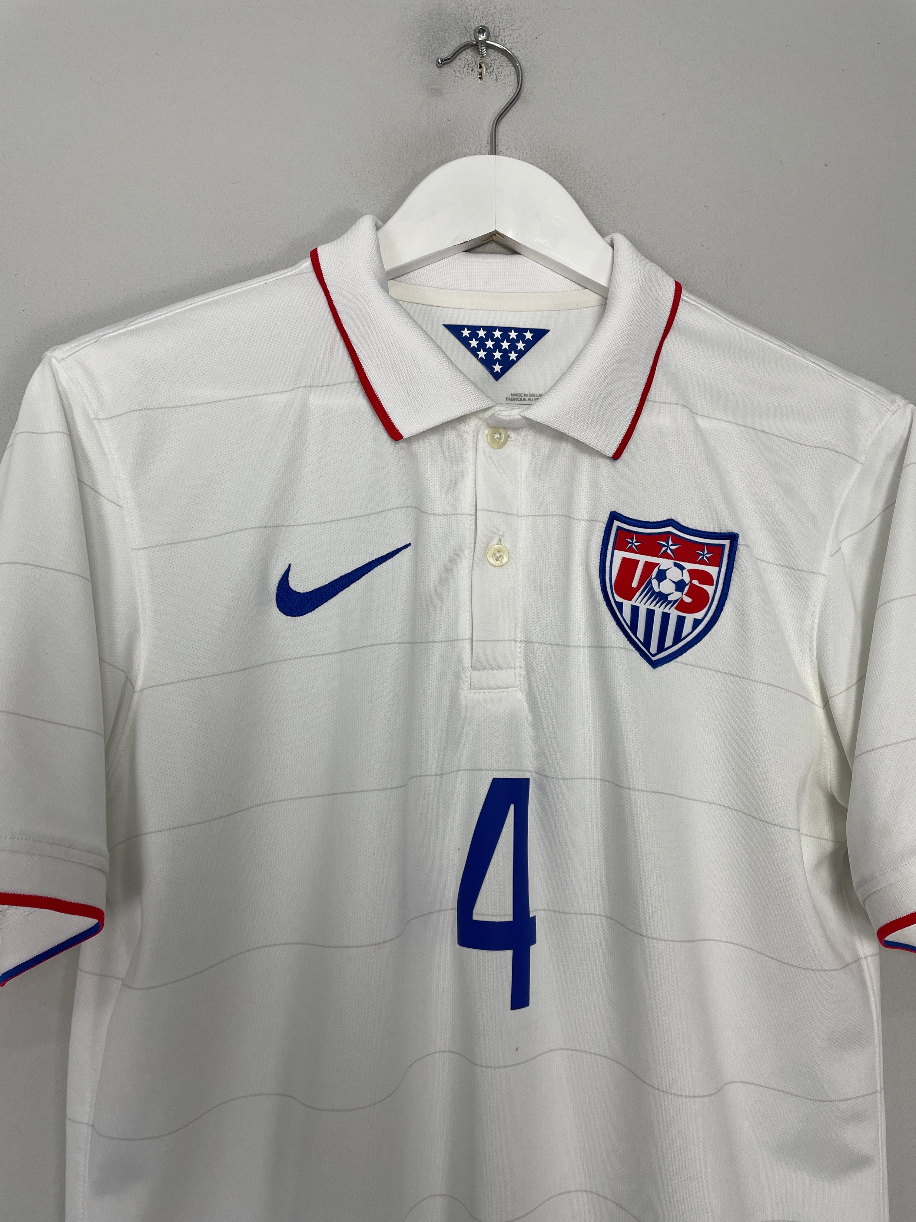 Shop 2014/15 USA BRADLEY #4 HOME SHIRT (M) NIKE, classic football shirts, vintage football shirts & retro soccer jerseys at Cult Kits
