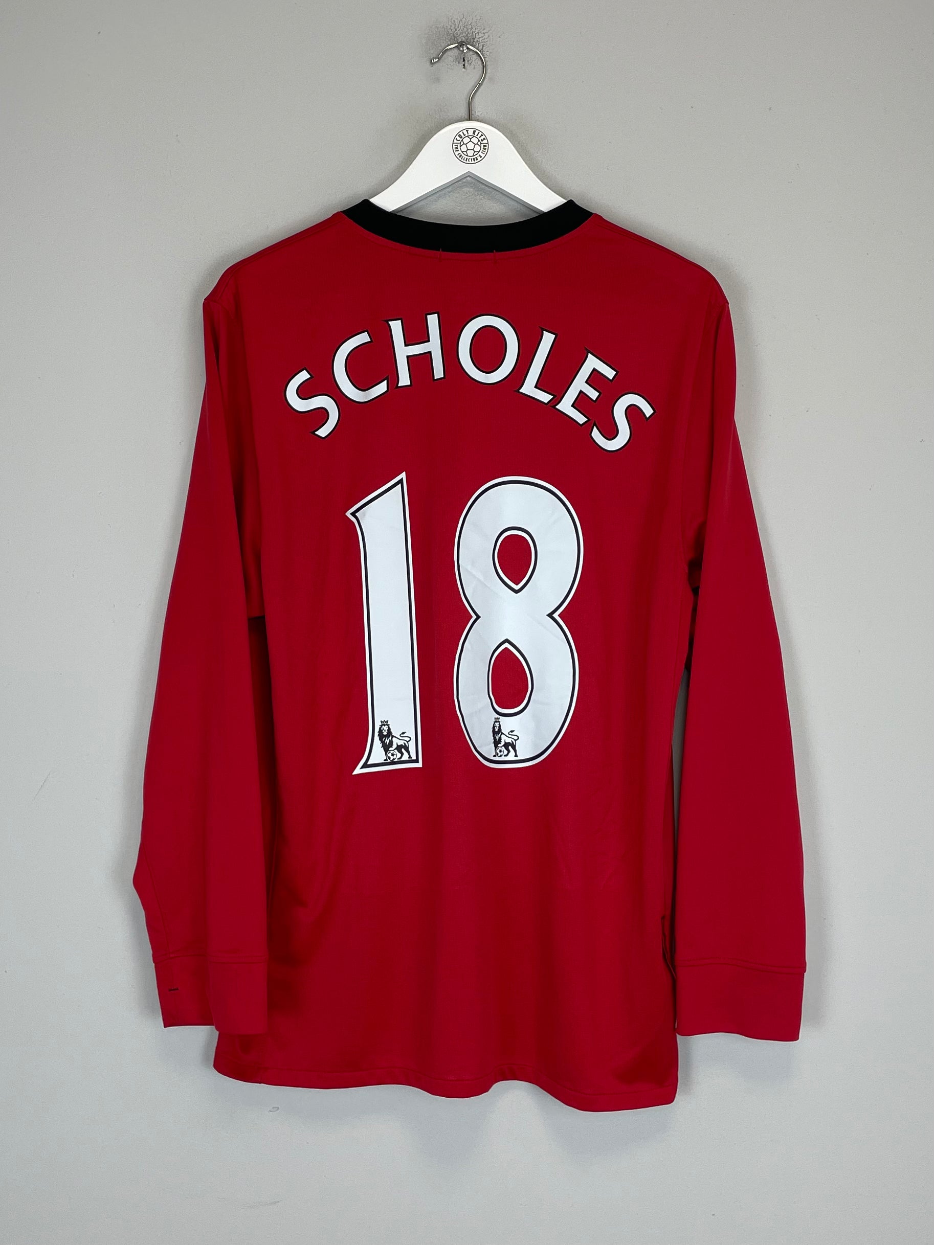 Shop 2009/10 MANCHESTER UNITED SCHOLES #18 L/S HOME SHIRT (L) NIKE, classic football shirts, vintage football shirts & retro soccer jerseys at Cult Kits