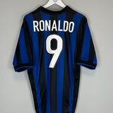 Shop 1998/99 INTER MILAN RONALDO #9 HOME SHIRT (M) NIKE, classic football shirts, vintage football shirts & retro soccer jerseys at Cult Kits