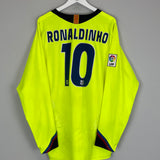Shop 2005/06 BARCELONA RONALDINHO #10 L/S AWAY SHIRT (XL) NIKE, classic football shirts, vintage football shirts & retro soccer jerseys at Cult Kits