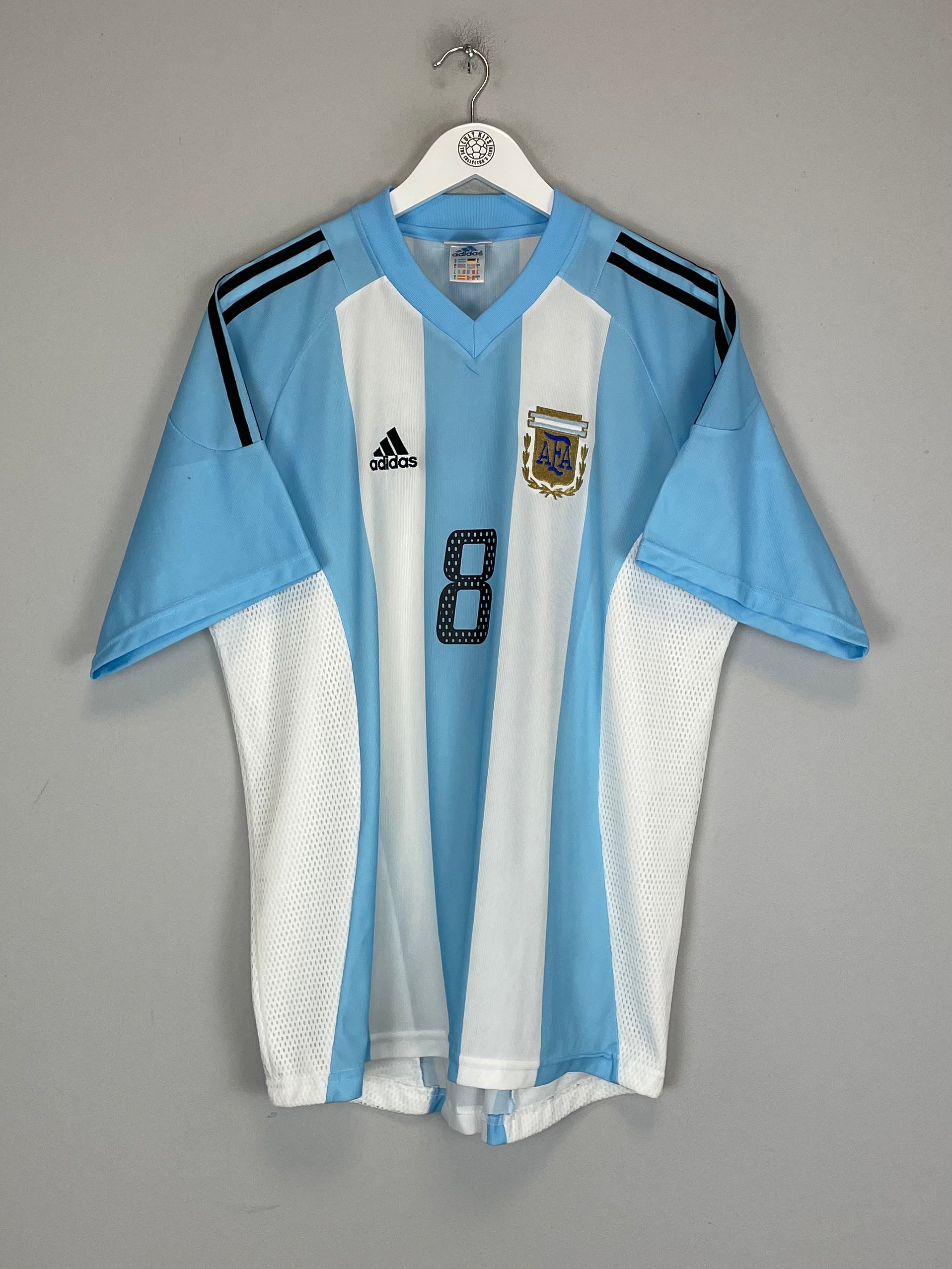 Shop 2002/04 ARGENTINA ZANETTI #8 HOME SHIRT (L) ADIDAS, classic football shirts, vintage football shirts & retro soccer jerseys at Cult Kits