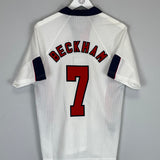Shop 1998 ENGLAND BECKHAM #7 HOME SHIRT (M) UMBRO, classic football shirts, vintage football shirts & retro soccer jerseys at Cult Kits