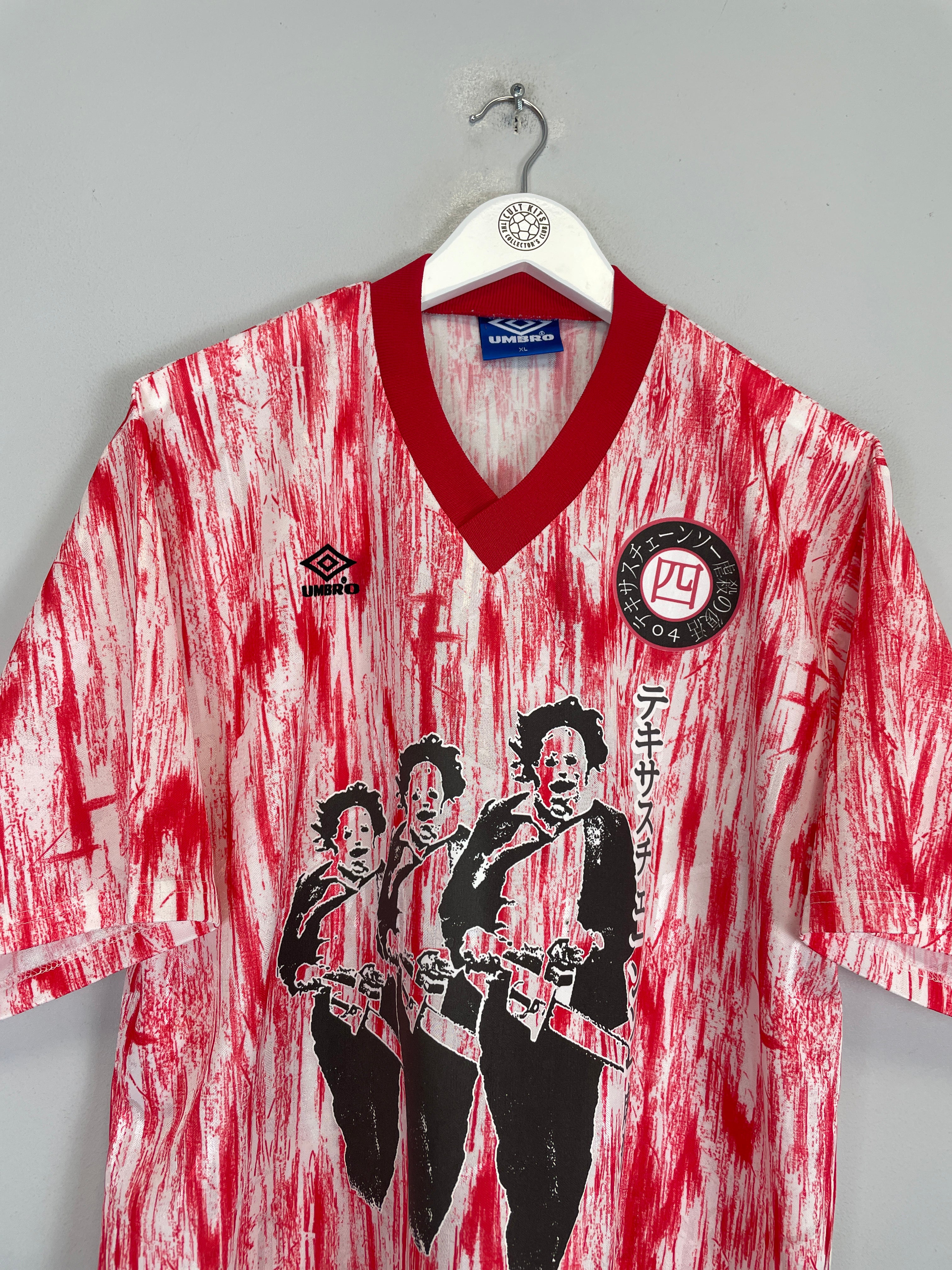 Shop 1990 TEXAS CHAINSAW MASSACRE X JAPANESE MOVIE MASHUP SHIRT (XL) UMBRO, classic football shirts, vintage football shirts & retro soccer jerseys at Cult Kits