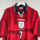 Shop 1997/99 ENGLAND BECKHAM #7 AWAY SHIRT (XL) UMBRO, classic football shirts, vintage football shirts & retro soccer jerseys at Cult Kits