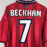 Shop 1997/99 ENGLAND BECKHAM #7 AWAY SHIRT (XL) UMBRO, classic football shirts, vintage football shirts & retro soccer jerseys at Cult Kits