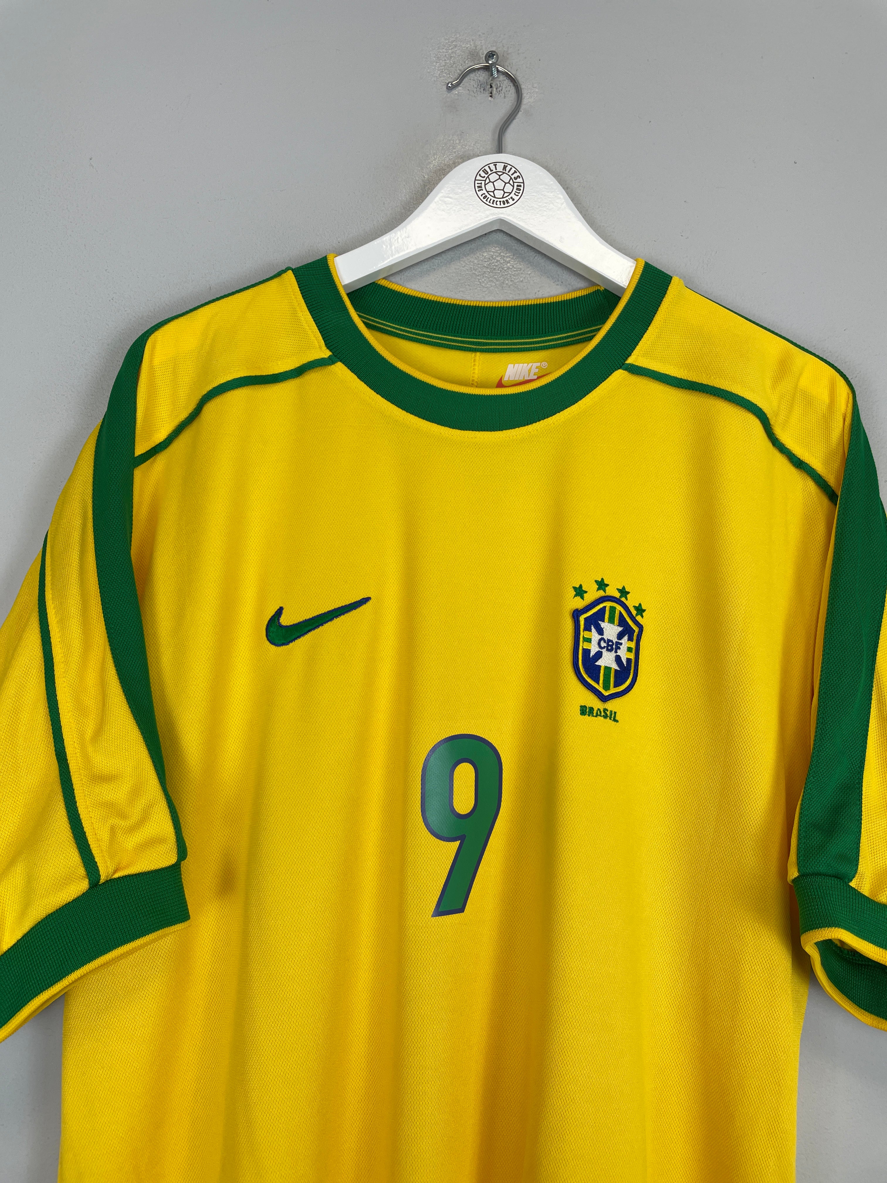 Shop 1998/00 BRAZIL RONALDO #9 HOME SHIRT (L) NIKE, classic football shirts, vintage football shirts & retro soccer jerseys at Cult Kits