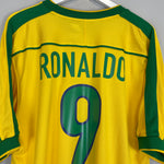 Shop 1998/00 BRAZIL RONALDO #9 HOME SHIRT (L) NIKE, classic football shirts, vintage football shirts & retro soccer jerseys at Cult Kits