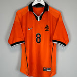 Shop 1998/00 NETHERLANDS BERGKAMP #8 HOME SHIRT (M) NIKE, classic football shirts, vintage football shirts & retro soccer jerseys at Cult Kits