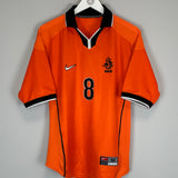 Shop 1998/00 NETHERLANDS BERGKAMP #8 HOME SHIRT (M) NIKE, classic football shirts, vintage football shirts & retro soccer jerseys at Cult Kits