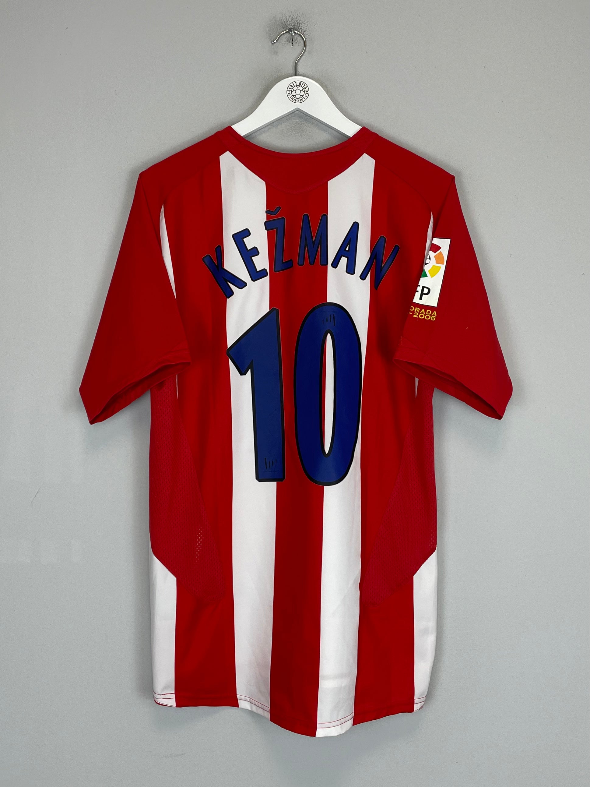 Shop 2005/06 ATLETICO MADRID KEZMAN #10 *PLAYER ISSUE* HOME SHIRT (M) NIKE, classic football shirts, vintage football shirts & retro soccer jerseys at Cult Kits