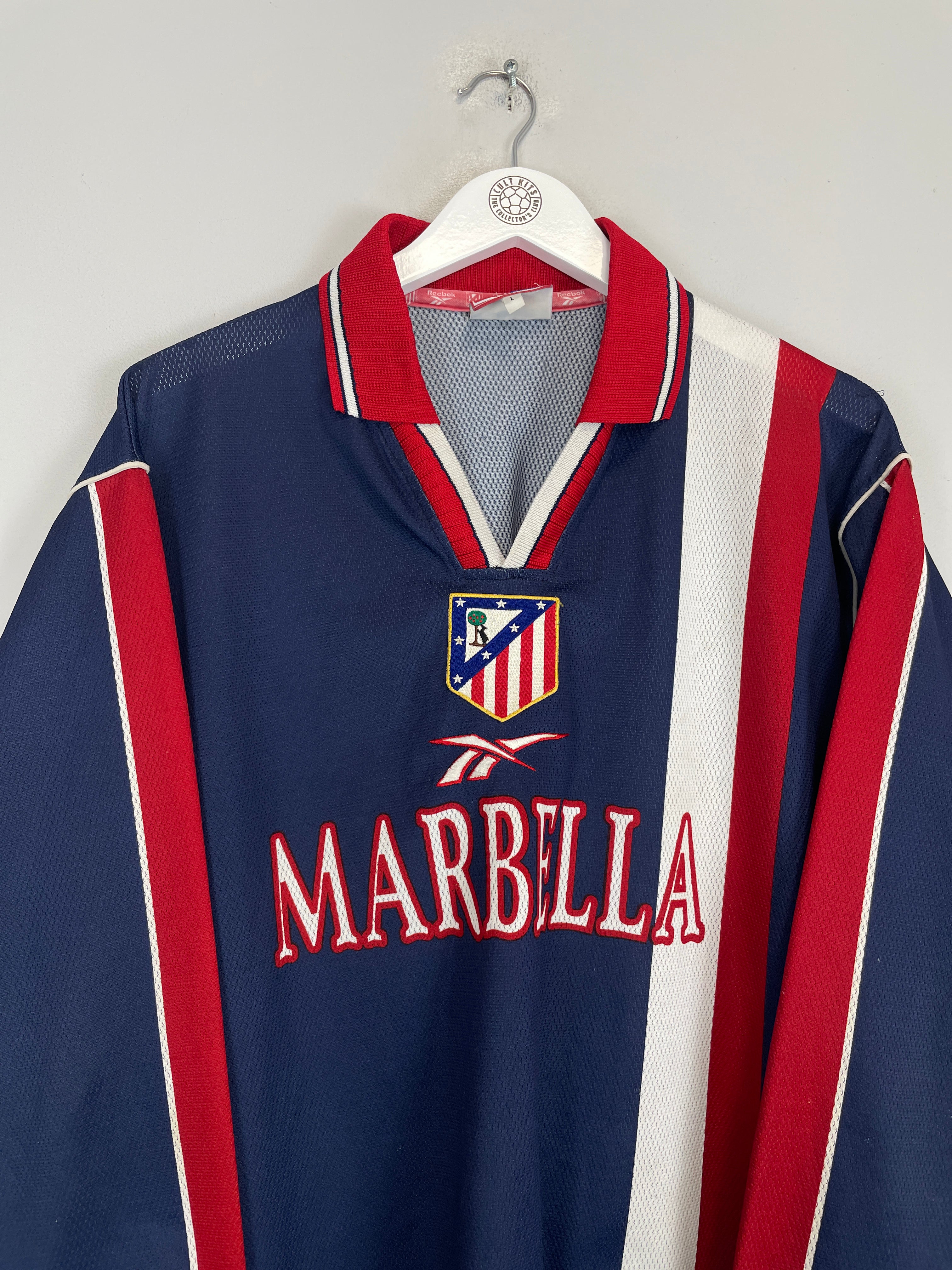 Shop 1998/99 ATLETICO MADRID L/S AWAY SHIRT (L) REEBOK, classic football shirts, vintage football shirts & retro soccer jerseys at Cult Kits