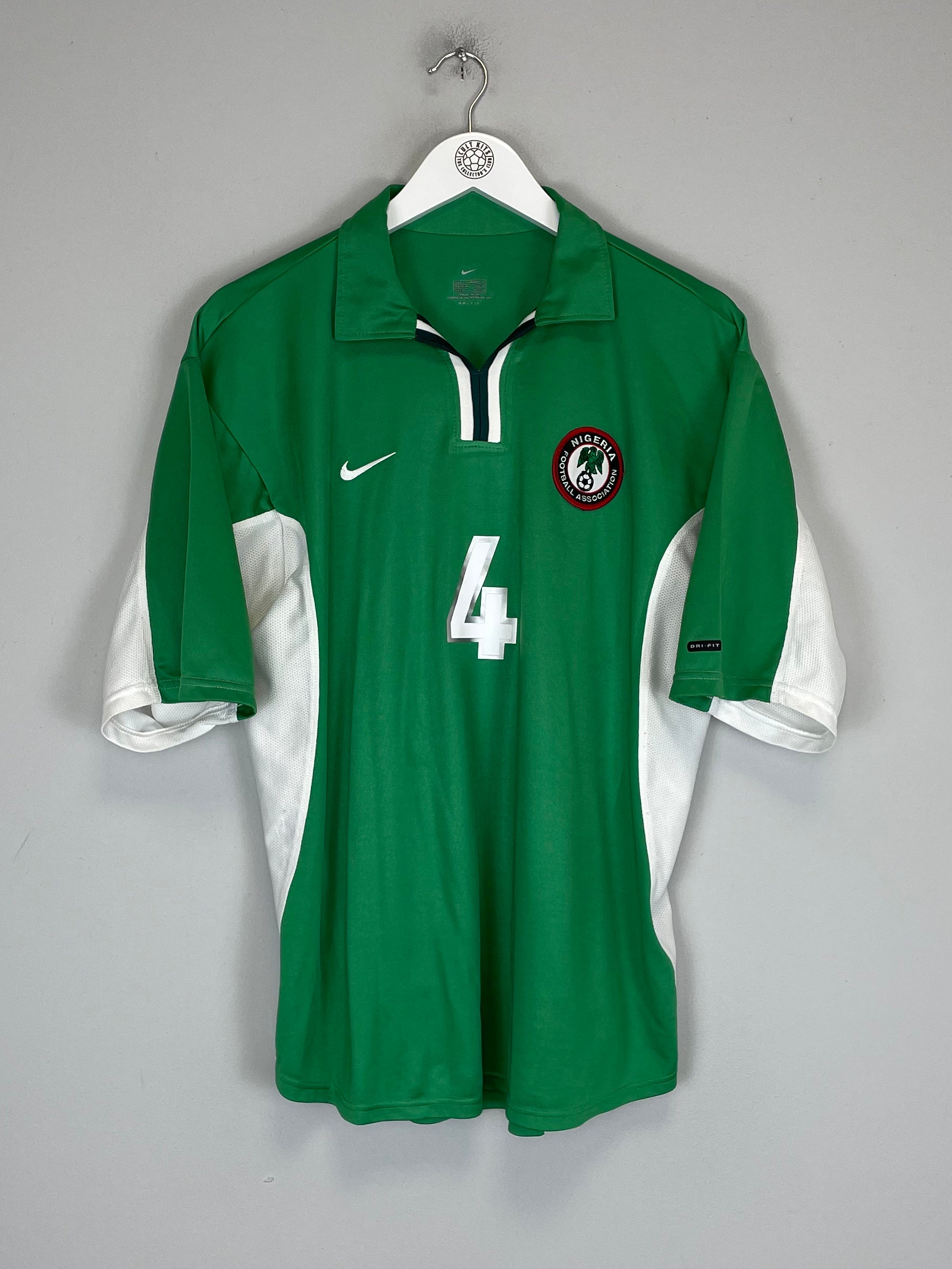 Shop 2000/01 NIGERIA KANU #4 HOME SHIRT (L) NIKE, classic football shirts, vintage football shirts & retro soccer jerseys at Cult Kits