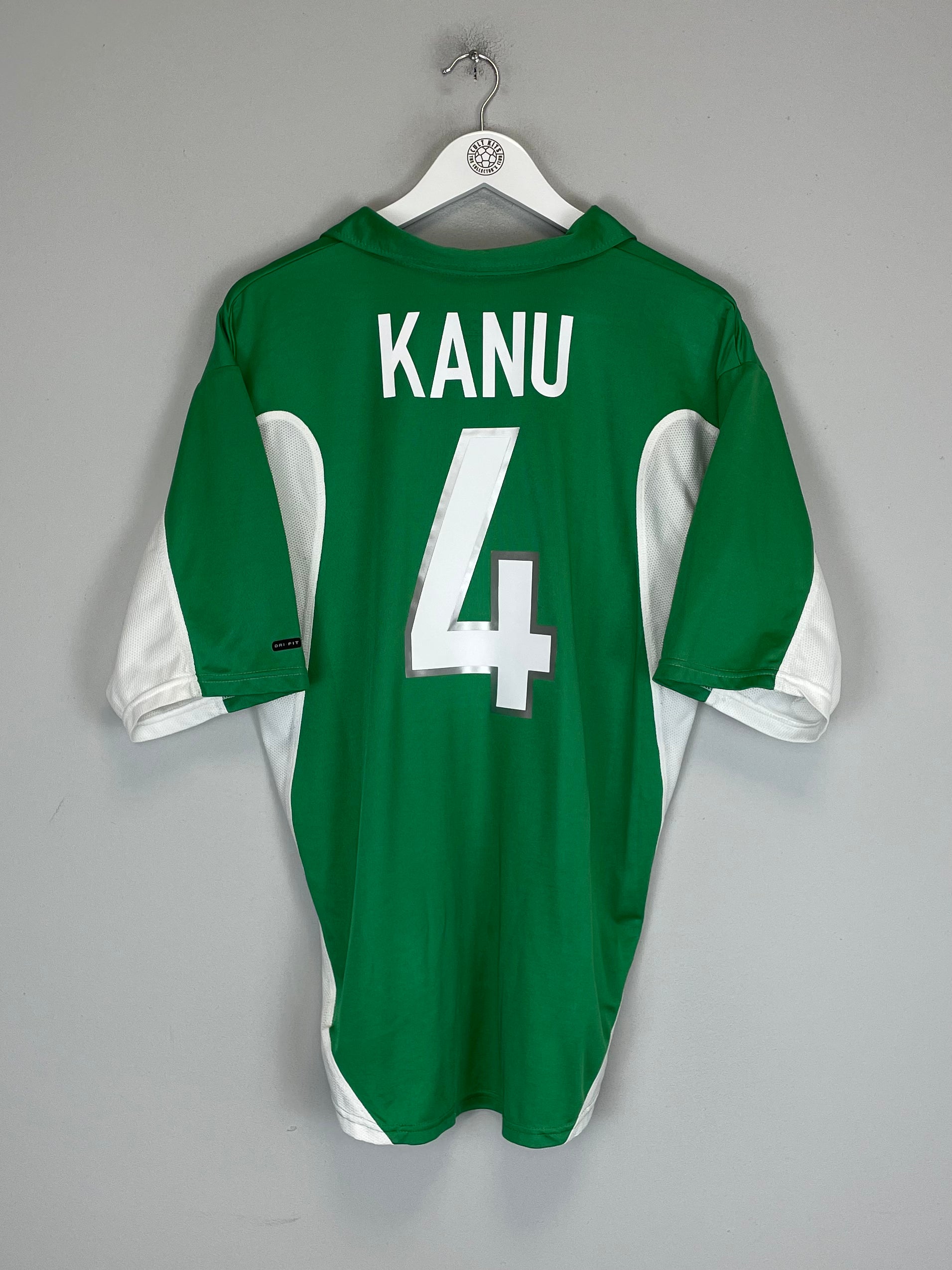 Shop 2000/01 NIGERIA KANU #4 HOME SHIRT (L) NIKE, classic football shirts, vintage football shirts & retro soccer jerseys at Cult Kits