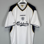 Shop 2001/02 LIVERPOOL MCALLISTER #21 AWAY SHIRT (XL) REEBOK, classic football shirts, vintage football shirts & retro soccer jerseys at Cult Kits