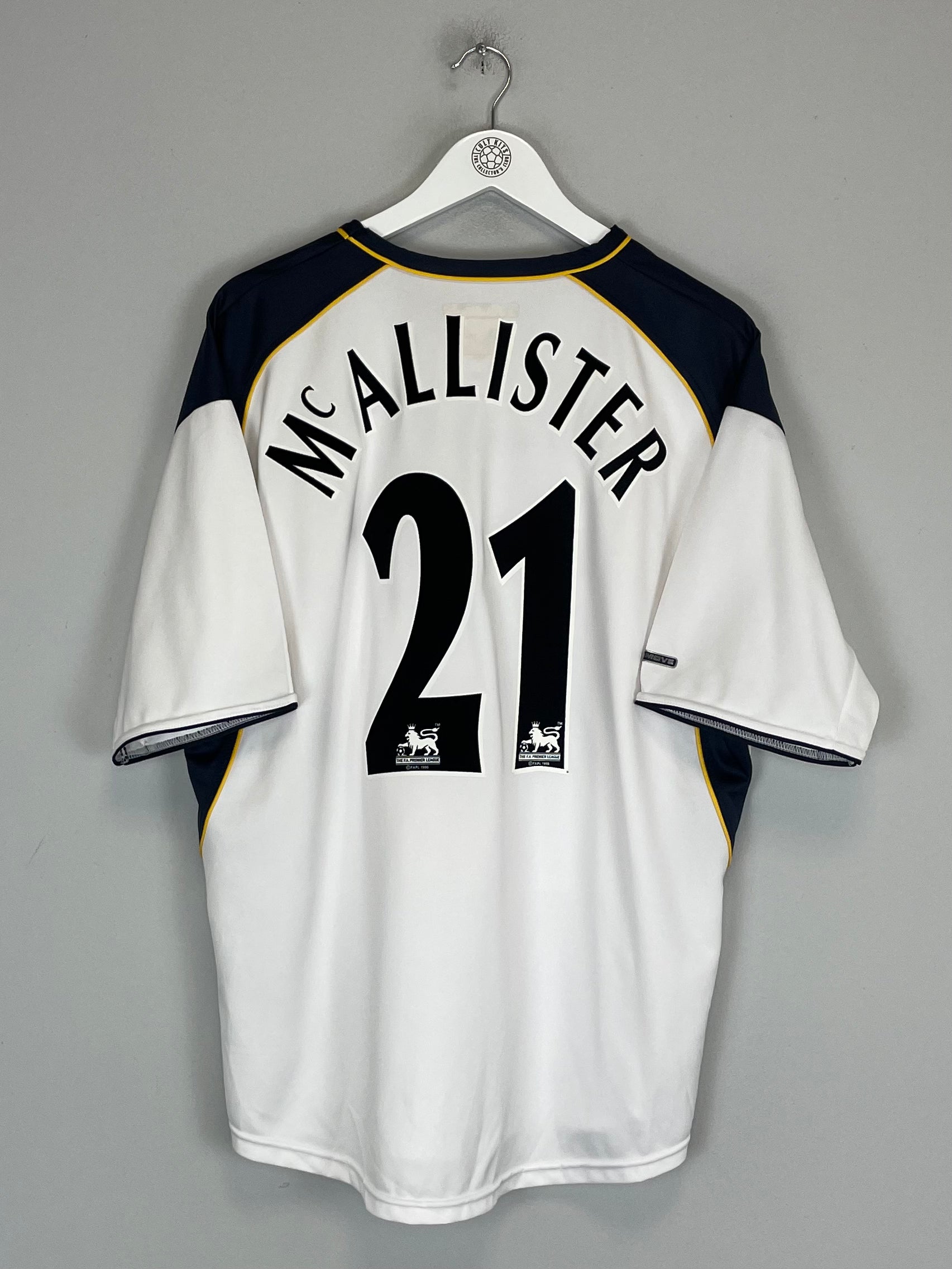 Shop 2001/02 LIVERPOOL MCALLISTER #21 AWAY SHIRT (XL) REEBOK, classic football shirts, vintage football shirts & retro soccer jerseys at Cult Kits