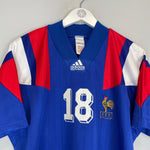 Shop 1992/94 FRANCE CANTONA #18 HOME SHIRT (M) ADIDAS, classic football shirts, vintage football shirts & retro soccer jerseys at Cult Kits